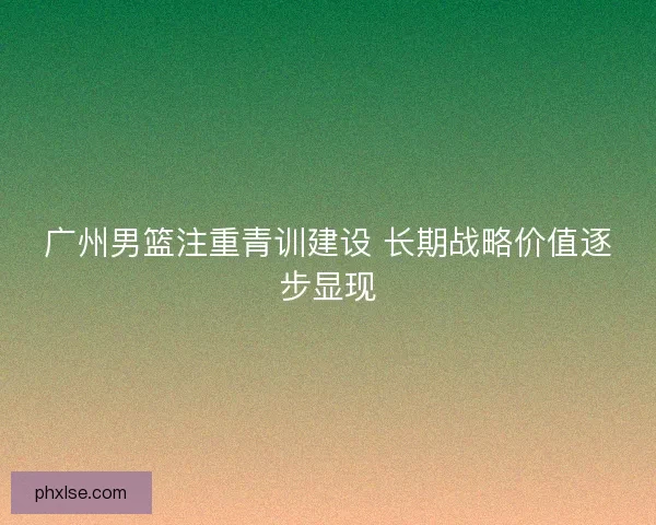 广州男篮注重青训建设 长期战略价值逐步显现